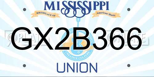 GX2B366 Mississippi License Plate