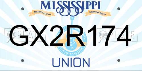 GX2R174 Mississippi License Plate