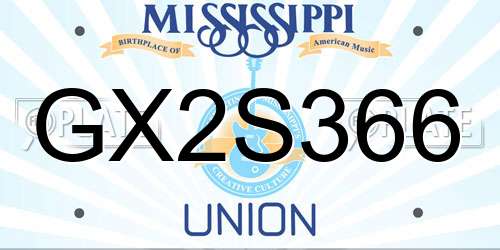 GX2S366 Mississippi License Plate