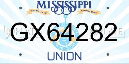 GX64282 Mississippi License Plate