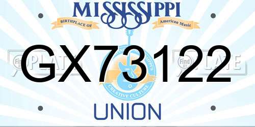 GX73122 Mississippi License Plate