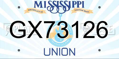 GX73126 Mississippi License Plate
