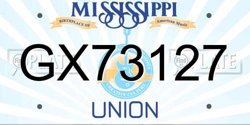 GX73127 Mississippi License Plate