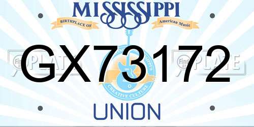 GX73172 Mississippi License Plate