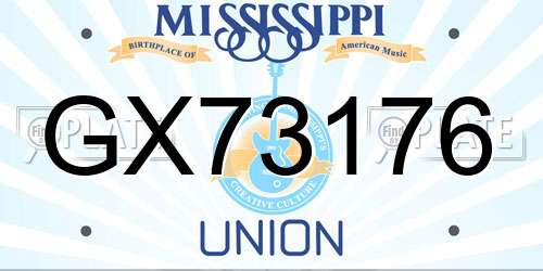 GX73176 Mississippi License Plate