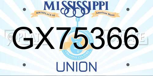 GX75366 Mississippi License Plate