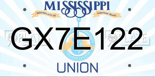 GX7E122 Mississippi License Plate
