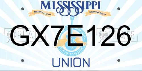 GX7E126 Mississippi License Plate