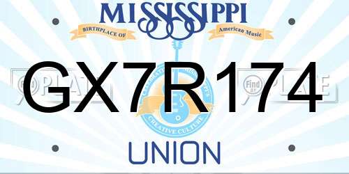 GX7R174 Mississippi License Plate