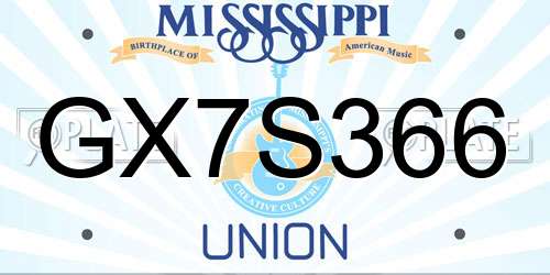 GX7S366 Mississippi License Plate