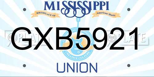 GXB5921 Mississippi License Plate