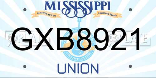 GXB8921 Mississippi License Plate