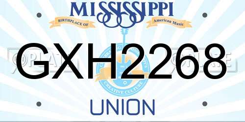 GXH2268 Mississippi License Plate
