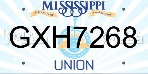 GXH7268 Mississippi License Plate