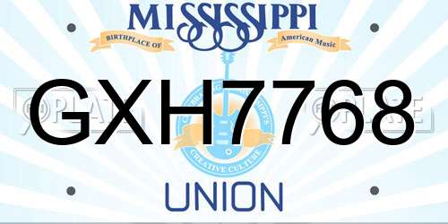 GXH7768 Mississippi License Plate