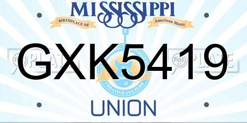 GXK5419 Mississippi License Plate