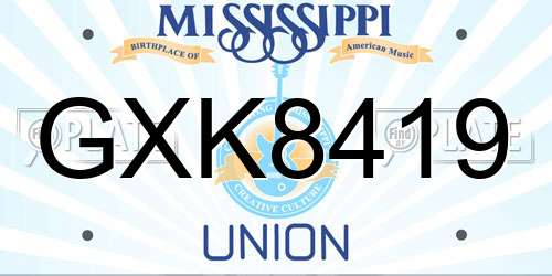 GXK8419 Mississippi License Plate