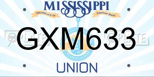 GXM633 Mississippi License Plate