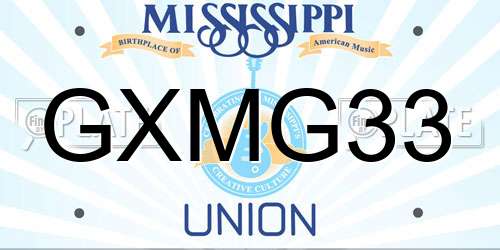 GXMG33 Mississippi License Plate