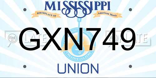 GXN749 Mississippi License Plate