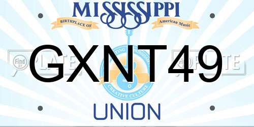 GXNT49 Mississippi License Plate