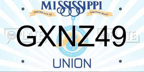 GXNZ49 Mississippi License Plate