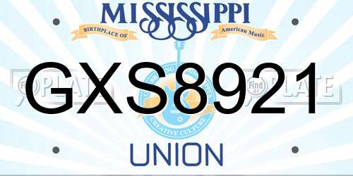 GXS8921 Mississippi License Plate