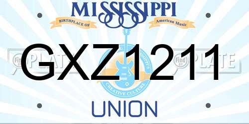 GXZ1211 Mississippi License Plate