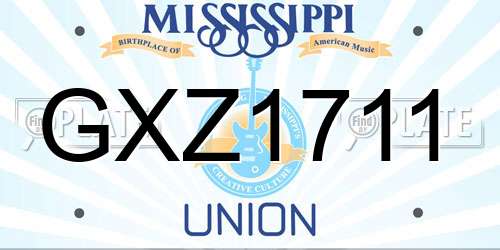 GXZ1711 Mississippi License Plate