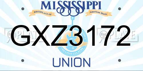 GXZ3172 Mississippi License Plate
