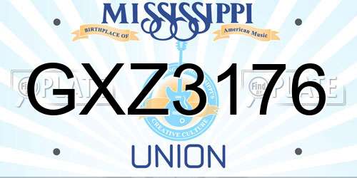 GXZ3176 Mississippi License Plate