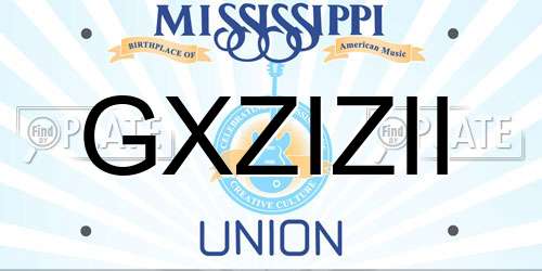 GXZIZII Mississippi License Plate