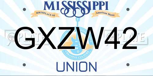 GXZW42 Mississippi License Plate