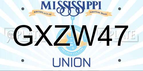GXZW47 Mississippi License Plate