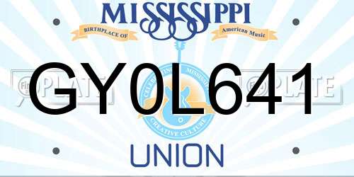 GY0L641 Mississippi License Plate
