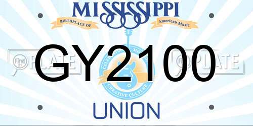 GY2100 Mississippi License Plate