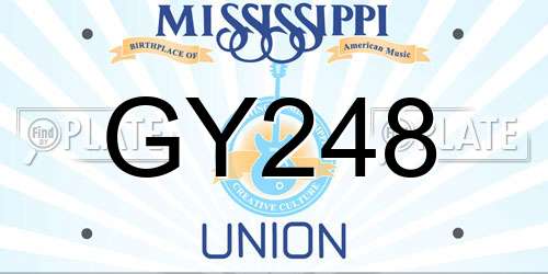 GY248 Mississippi License Plate