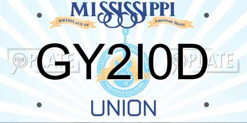 GY2I0D Mississippi License Plate
