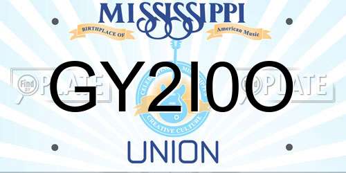 GY2I0O Mississippi License Plate
