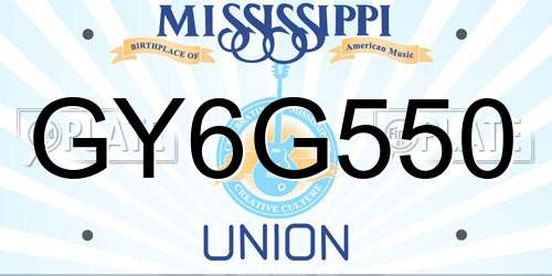 GY6G550 Mississippi License Plate