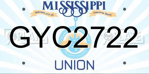 GYC2722 Mississippi License Plate