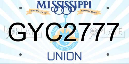 GYC2777 Mississippi License Plate