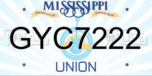 GYC7222 Mississippi License Plate