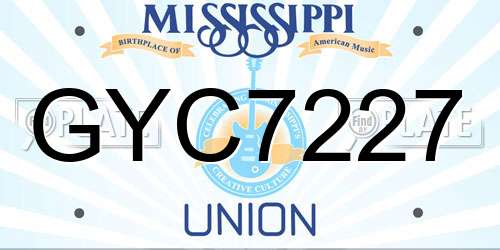 GYC7227 Mississippi License Plate