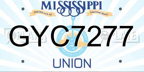 GYC7277 Mississippi License Plate
