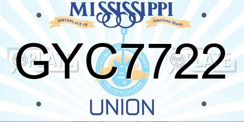 GYC7722 Mississippi License Plate