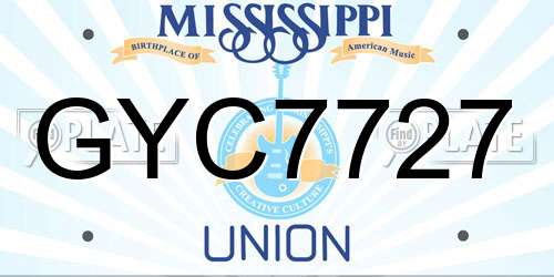 GYC7727 Mississippi License Plate