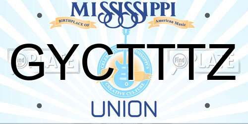 GYCTTTZ Mississippi License Plate