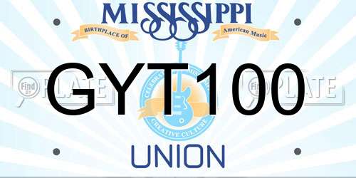 GYT100 Mississippi License Plate