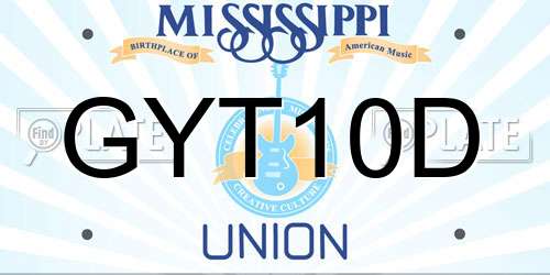 GYT10D Mississippi License Plate